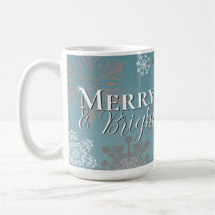 Mug Joyeux turquoise et Feux de neige brillants Noël