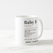 Mug Joyeux Twins Day Baby A et Baby B (Devant droit)