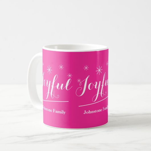 Mug Joyeux Vacances Script cadeau Chic Rose Hot Noël (Devant gauche)