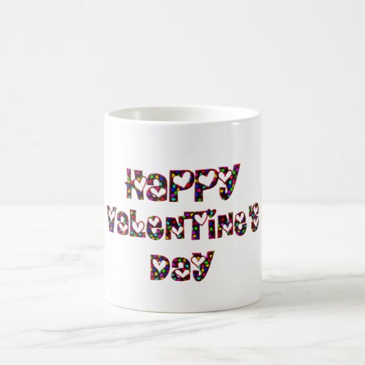 Mug Joyeux Valentine Love Hearts Typographie mignonne (Centre)