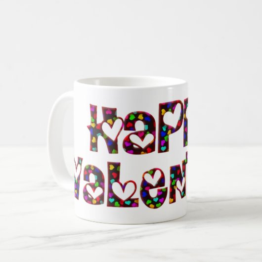 Mug Joyeux Valentine Love Hearts Typographie mignonne (Devant gauche)