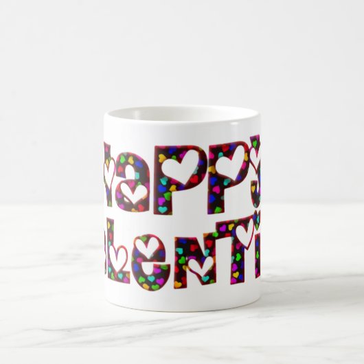 Mug Joyeux Valentine Love Hearts Typographie mignonne (Centre)