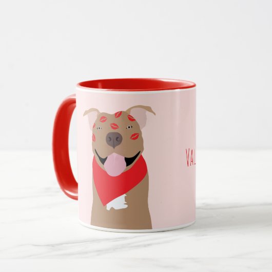 Mug Joyeux Valentines Day American Bulldog Kiss Marks (Devant gauche)