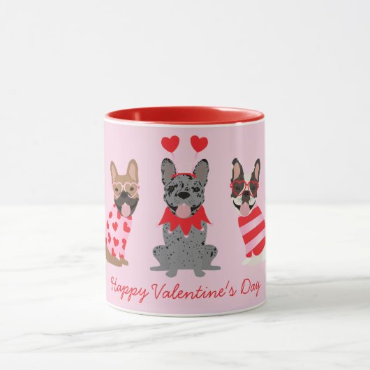 Mug Joyeux Valentines Day Bulldogs français (Centre)