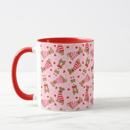 Mug Joyeux Valentines Day Welsh Wire Fox Terrier Chien (Gauche)