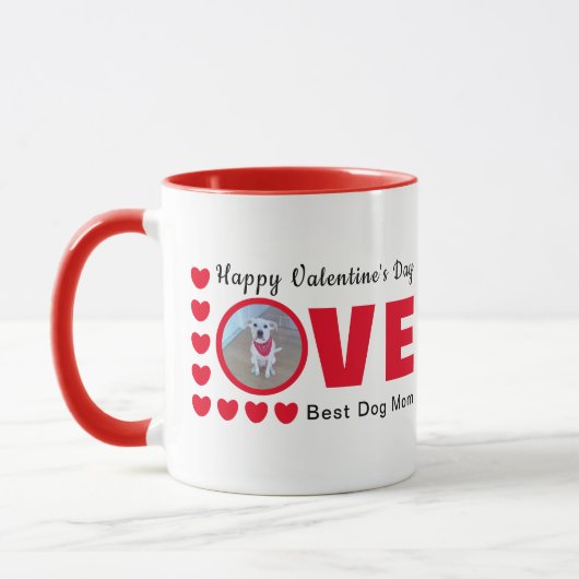 Mug Joyeux Valentines Jour Chien Maman Amour Coeurs Ro (Gauche)