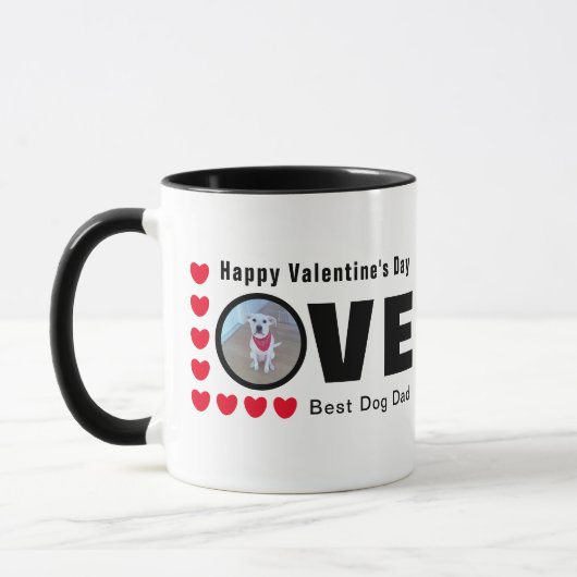 Mug Joyeux Valentines Jour Chien Papa Coeurs Amoureux (Gauche)