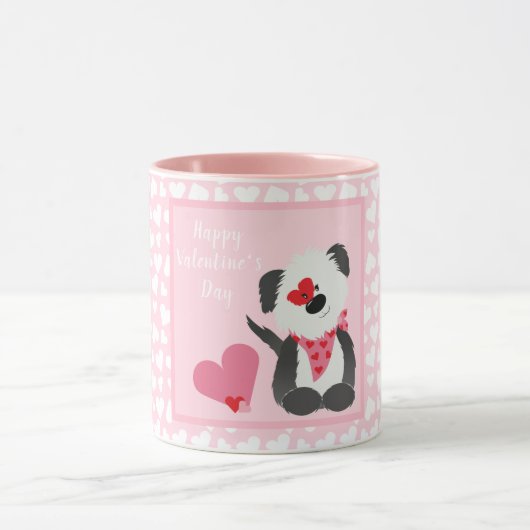 Mug Joyeux Valentines Jour Coeurs de chiot rose (Centre)