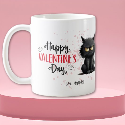 Mug Joyeux Valentines Jour Drôle Chat Noir