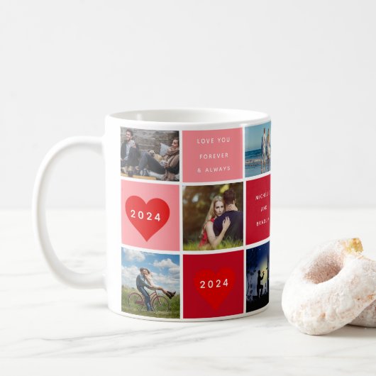 Mug Joyeux Valentines Jour Photo Grille Couples (Avec donut)