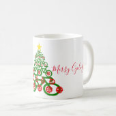 Mug Joyeux vélo de recyclage d'arbre de Noël (Devant droit)