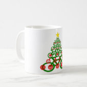 Mug Joyeux vélo de recyclage d'arbre de Noël (Devant gauche)