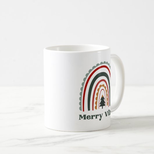 Mug Joyeux Vibes Boho Arc-en-ciel Noël Rétro (Devant droit)