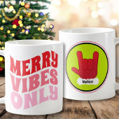 Mug Joyeux Vibes seulement rose Vert Nom Cool Noël
