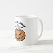 Mug Joyeux visage de citrouille d'Halloween Création v (Devant droit)