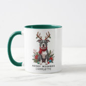 Mug Joyeux Woofmas Pittbull Chien Café de Noël (Gauche)