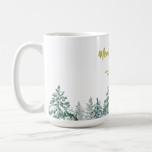 Mug Joyeux xmas forêt moderne Gold script Holiday (Gauche)