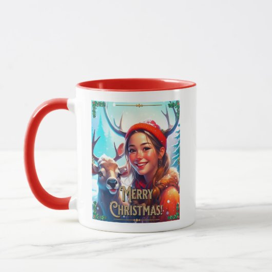 MUG JOYEZ NOËL REINDEER AVEC HEUREUSE FILLE (Gauche)