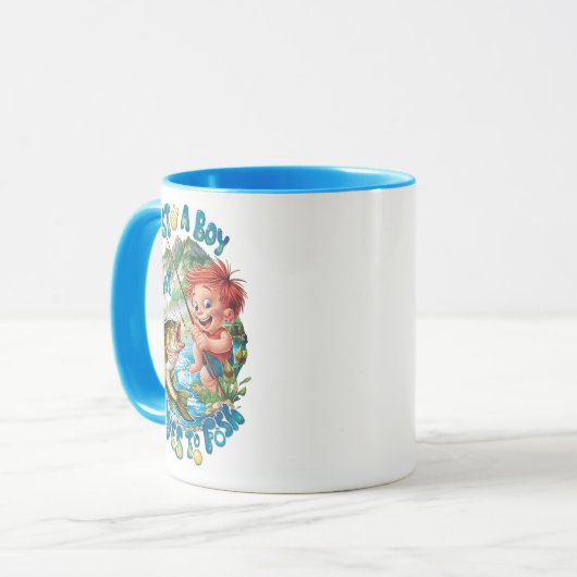 Mug Joyful Boy Reeling in a Catch (Devant gauche)