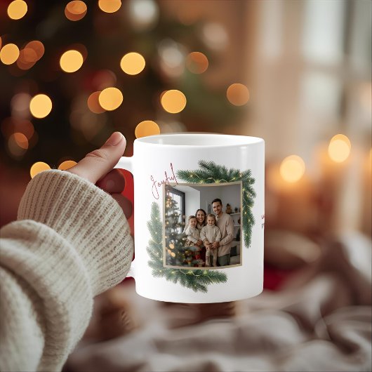 Mug Joyful Christmas Photo Frame Personalized Family 