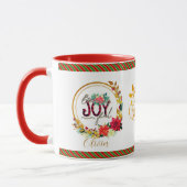 Mug Joyful Holiday Floral and Plaid Christmas (Gauche)