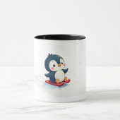 Mug Joyful Kawaii Penguin Sledding Christmas Design (Centre)