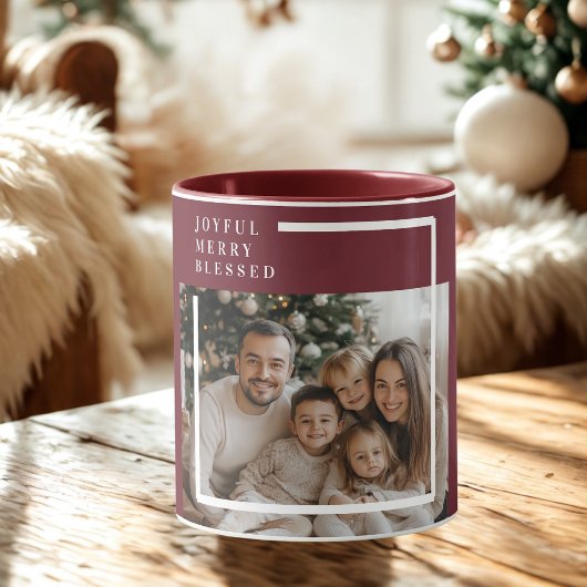 Mug Joyful Merry Blessed Christmas Photo Custom 