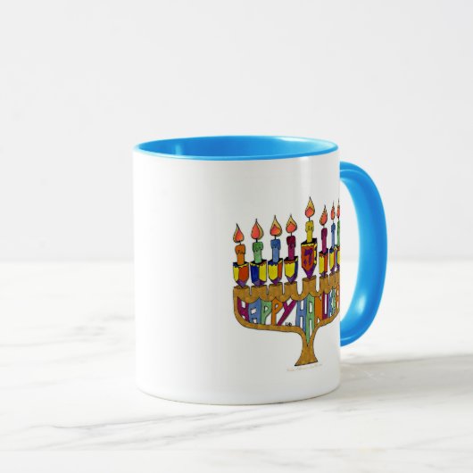 Mug Judaica Happy Hanukkah (Devant droit)