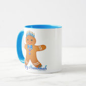 Mug Judaïque Hanoukka Gingerbread Homme Menorah (Devant gauche)