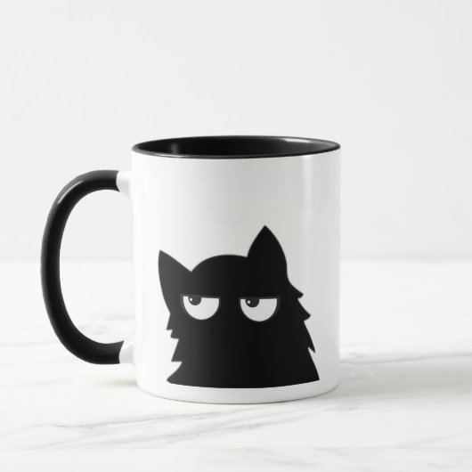 Mug Judging Black Cat Funny Minimal Cat Design (Gauche)
