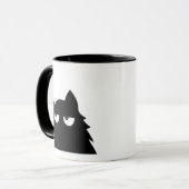 Mug Judging Black Cat Funny Minimal Cat Design (Devant gauche)