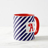 Mug Juillet 4 Diagonal Stripes Patriotique Initial (Devant droit)