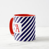 Mug Juillet 4 Diagonal Stripes Patriotique Initial (Devant gauche)