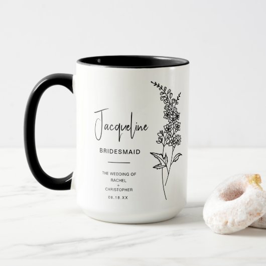 Mug Juillet Bridesmaid | Fleur de naissance de Larkspu (Avec donut)
