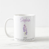 Mug Juillet Fleur de naissance personnalisée (Gauche)
