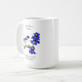 Mug Juillet Mois de naissance Fleur Bluebird et Larksp (Devant gauche)