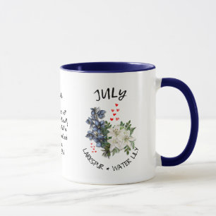 Mug JUILLET Mois de naissance Fleur Nom personnalisé C