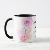 Mug Juin Fleur de naissance Rose rose violet ligne Art (Gauche)