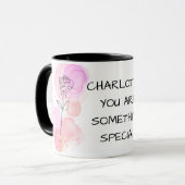Mug Juin Fleur de naissance Rose rose violet ligne Art (Devant gauche)