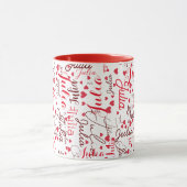 Mug Julia Nom de script personnalisé + Coeurs rouges R (Centre)