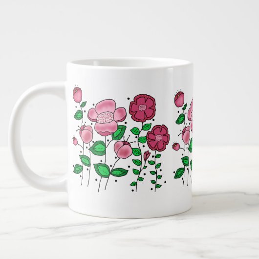 Mug Jumbo 20 oz. avec fleurs roses (Gauche)