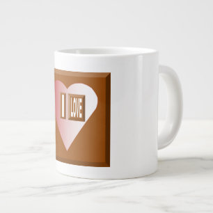 MUG JUMBO BLANCHE I LOVE CHOCOLAT EXTRA GROTE BEKER