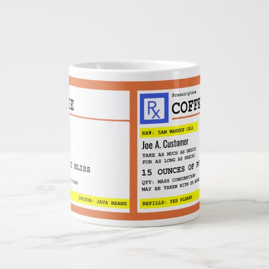 Mug Jumbo de café d'ordonnance avec nom personnali (Devant)