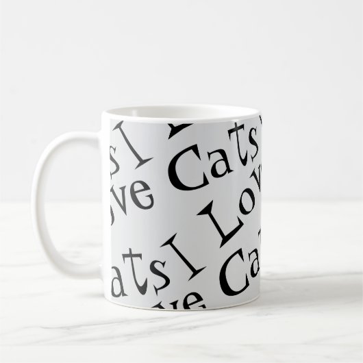 Mug Jumbo I Love Cats Black and White Graphic Fourre-t (Gauche)