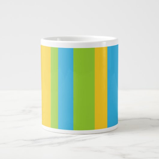 Mug Jumbo : Turquoise, Jaune, Grandes Têtes Vertes (Devant)