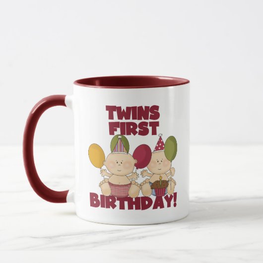 Mug Jumeaux 1er anniversaire - T-shirts et cadeaux pou (Gauche)