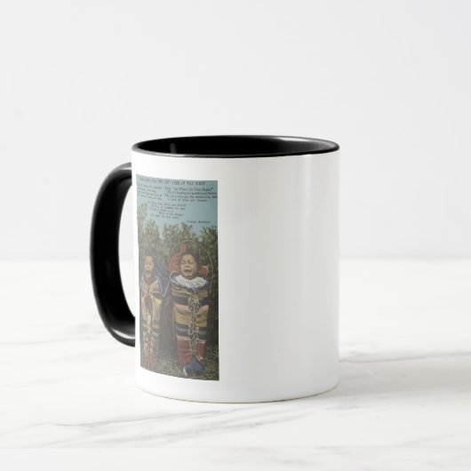 Mug Jumeaux indiens en Papooses & "� pleurant" (Devant gauche)