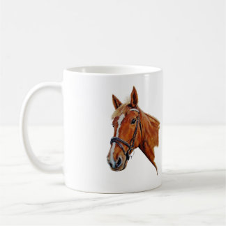 Mug Jument de châtaigne avec la flamme blanche. Art.