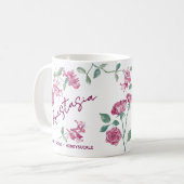 Mug June Birth Flower Custom Name Rose Honeysuckle (Devant gauche)
