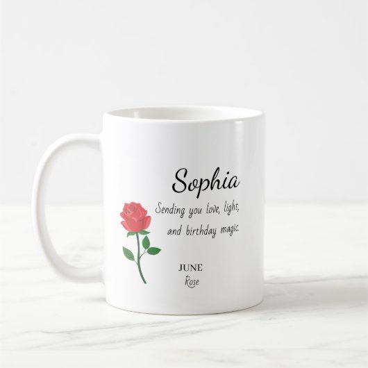 Mug June Rose Personalized Birthday (Gauche)